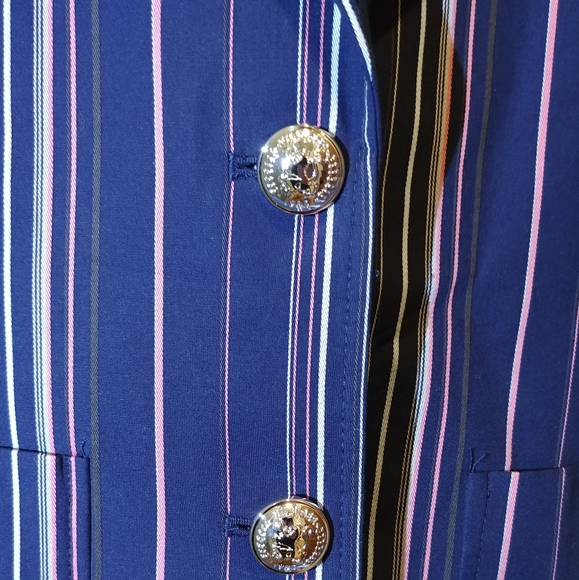 NWT Tommy Hilfiger Navy Blue Pink Cream Pin Striped Classy Blazer - Picture 12 of 13